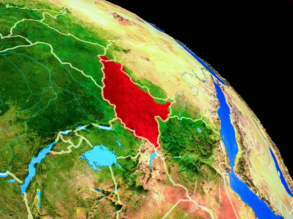 Sudán Del Sur Planeta Tierra Desde Espacio Con Fronteras Nacionales — Foto de Stock