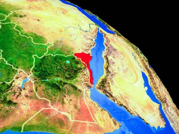 Eritre Ülke Sınırları Ile Uzaydan Dünya Gezegeninde Gezegen Yüzeyinin Çok — Stok fotoğraf