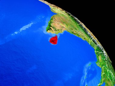 Sri Lanka ülke sınırları ile uzaydan dünya gezegeninde. Gezegen yüzeyinin çok ince detayları. 3d illüstrasyon. Nasa tarafından döşenmiş bu görüntünün elemanları.