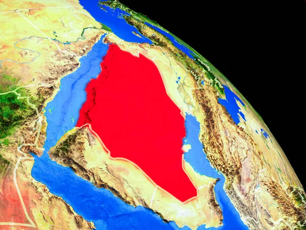 Arábia Saudita Planeta Terra Partir Espaço Com Fronteiras País Detalhe — Fotografia de Stock