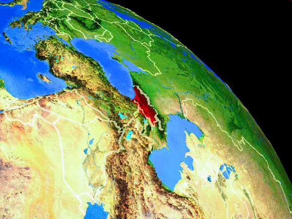 Ülke Sınırları Ile Uzaydan Dünya Gezegeninde Gürcistan Gezegen Yüzeyinin Çok — Stok fotoğraf