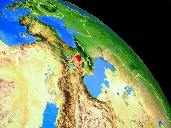 Ermenistan Ülke Sınırları Ile Uzaydan Dünya Gezegeninde Gezegen Yüzeyinin Çok — Stok fotoğraf