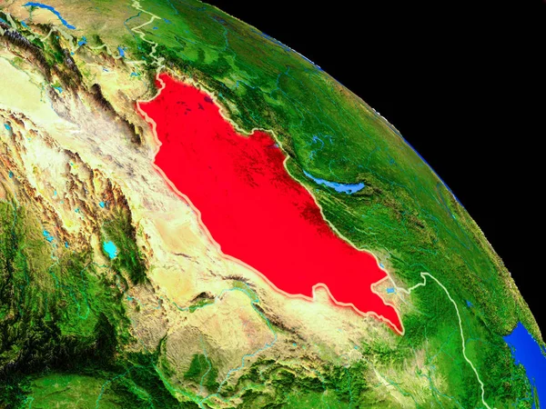 Moğolistan Ülke Sınırları Ile Uzaydan Dünya Gezegeninde Gezegen Yüzeyinin Çok — Stok fotoğraf