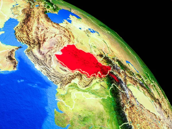 阿富汗在地球上从太空与国家边界 行星表面非常精细的细节 这张图片的元素由美国宇航局提供 — 图库照片