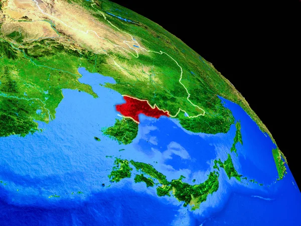 Corea Del Norte Planeta Tierra Desde Espacio Con Fronteras Nacionales —  Fotos de Stock