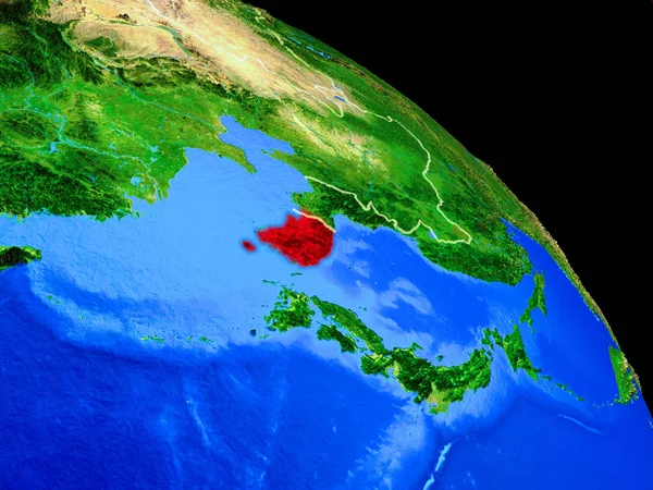 韩国在地球上从太空与国家边界 行星表面非常精细的细节 这张图片的元素由美国宇航局提供 — 图库照片