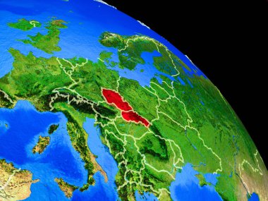 Ülke sınırları ile uzaydan dünya gezegeninde eski Çekoslovakya. Gezegen yüzeyinin çok ince detayları. 3d illüstrasyon. Nasa tarafından döşenmiş bu görüntünün elemanları.