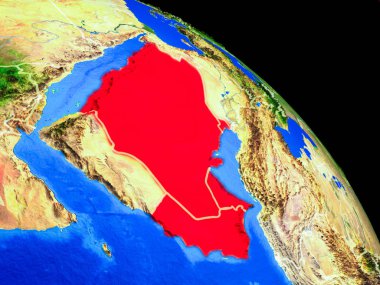 Ülke sınırları ile uzaydan Dünya gezegeninde Ccasg ülkeleri. Gezegen yüzeyinin çok ince detayları. 3d illüstrasyon. Nasa tarafından döşenmiş bu görüntünün elemanları.