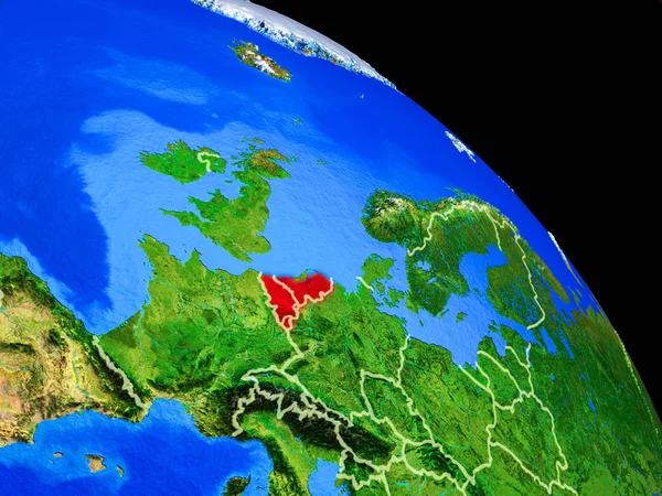 Benelux Unión Planeta Tierra Desde Espacio Con Fronteras Nacionales Muy — Foto de Stock