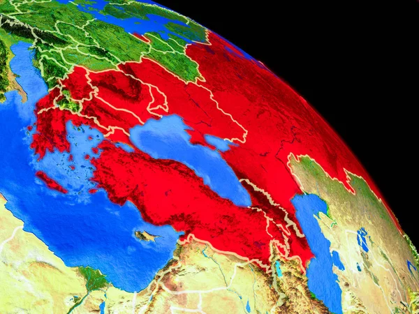 Países Bsec Planeta Terra Partir Espaço Com Fronteiras País Detalhe — Fotografia de Stock