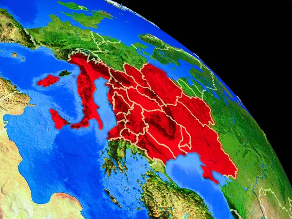 Países Cei Planeta Tierra Desde Espacio Con Fronteras Nacionales Muy — Foto de Stock