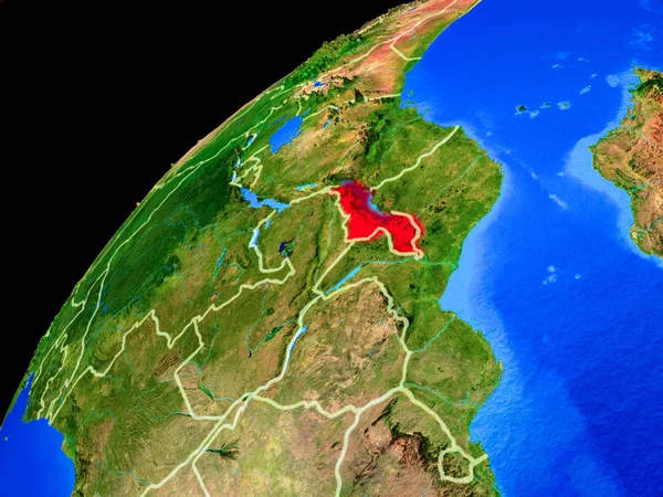 Uzaydan malavi. Ülke sınırları ve gezegen yüzeyinin son derece yüksek detay ile Dünya gezegeni. 3d illüstrasyon. Nasa tarafından döşenmiş bu görüntünün elemanları.