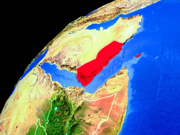 Yemen Dallo Spazio Pianeta Terra Con Confini Paese Estremamente Alto — Foto Stock
