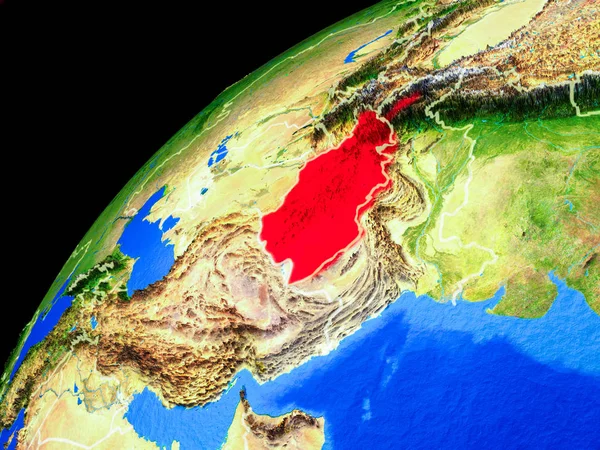 Afghanistan Dallo Spazio Pianeta Terra Con Confini Paese Estremamente Alto — Foto Stock