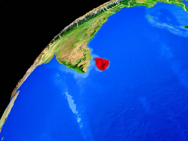 Uzaydan Sri Lanka. Ülke sınırları ve gezegen yüzeyinin son derece yüksek detay ile Dünya gezegeni. 3d illüstrasyon. Nasa tarafından döşenmiş bu görüntünün elemanları.