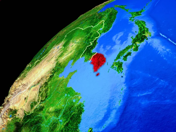 Korea Południowa Kosmosu Planeta Ziemia Granicami Kraju Bardzo Wysoki Szczegół — Zdjęcie stockowe