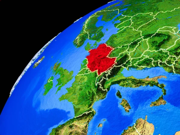 Uzaydan Almanya Ülke Sınırları Gezegen Yüzeyinin Son Derece Yüksek Detay — Stok fotoğraf