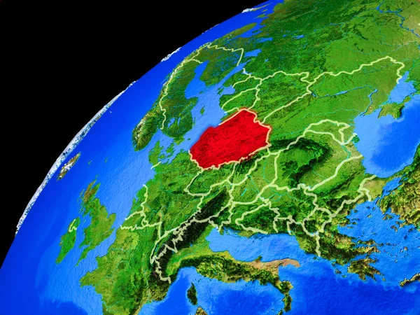 Uzaydan Polonya Ülke Sınırları Gezegen Yüzeyinin Son Derece Yüksek Detay — Stok fotoğraf