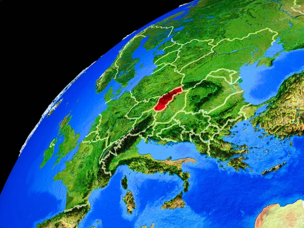 Slovakya Uzaydan Ülke Sınırları Gezegen Yüzeyinin Son Derece Yüksek Detay — Stok fotoğraf