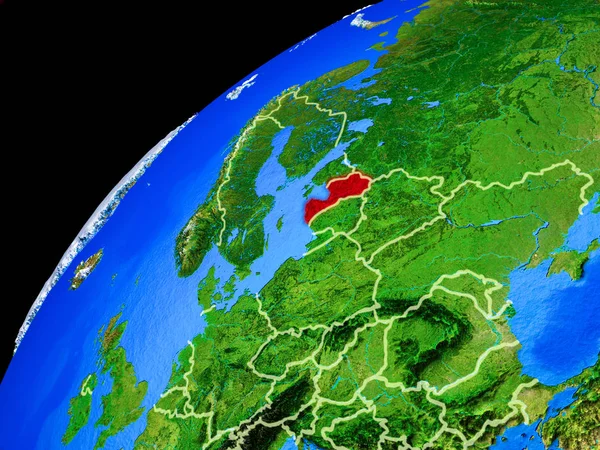 Letonia Desde Espacio Planeta Tierra Con Fronteras Nacionales Extremadamente Alto —  Fotos de Stock