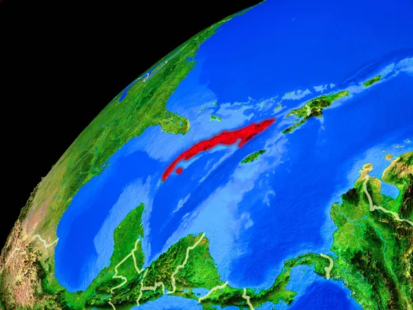 Куба Космоса Планета Земля Границами Страны Чрезвычайно Высокой Детализацией Поверхности — стоковое фото