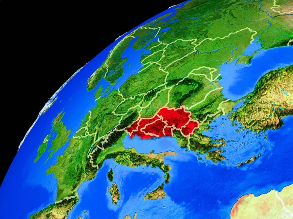 Yougoslavie Depuis Espace Planète Terre Avec Des Frontières Pays Des — Photo