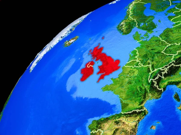 British Isles from space. Planet Earth with country borders and extremely high detail of planet surface. 3D illustration. Elements of this image furnished by NASA.