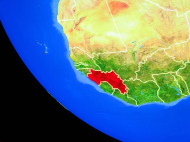 Gine gerçekçi bir model ülke sınırları ve çok detaylı gezegenin yüzeyi ile dünya gezegeni üzerinde. 3D çizim. Nasa tarafından döşenmiş bu görüntü unsurları.