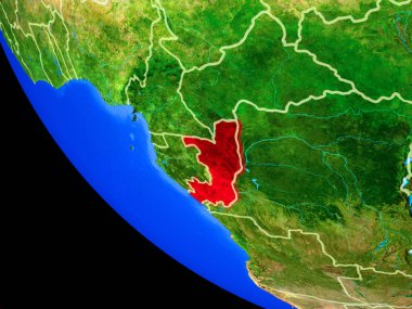 Kongo gerçekçi bir model ülke sınırları ve çok detaylı gezegenin yüzeyi ile dünya gezegeni üzerinde. 3D çizim. Nasa tarafından döşenmiş bu görüntü unsurları.