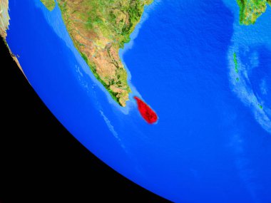 Sri Lanka ülke sınırları ve çok detaylı gezegenin yüzeyi ile Dünya gezegeninin gerçekçi model üzerinde. 3D çizim. Nasa tarafından döşenmiş bu görüntü unsurları.