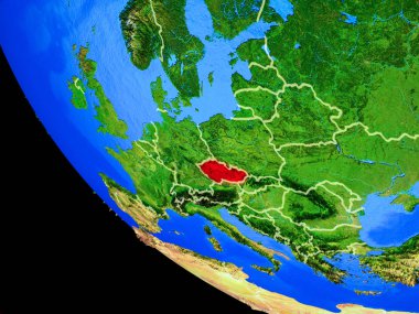 Çek Cumhuriyeti gerçekçi bir model ülke sınırları ve çok detaylı gezegenin yüzeyi ile dünya gezegeni üzerinde. 3D çizim. Nasa tarafından döşenmiş bu görüntü unsurları.