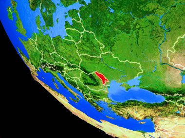 Moldova gerçekçi bir model ülke sınırları ve çok detaylı gezegenin yüzeyi ile dünya gezegeni üzerinde. 3D çizim. Nasa tarafından döşenmiş bu görüntü unsurları.