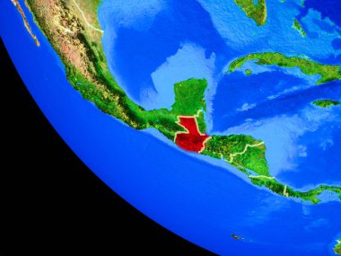Guatemala gerçekçi bir model ülke sınırları ve çok detaylı gezegenin yüzeyi ile dünya gezegeni üzerinde. 3D çizim. Nasa tarafından döşenmiş bu görüntü unsurları.
