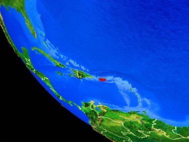 Porto Riko gerçekçi bir model ülke sınırları ve çok detaylı gezegenin yüzeyi ile dünya gezegeni üzerinde. 3D çizim. Nasa tarafından döşenmiş bu görüntü unsurları.
