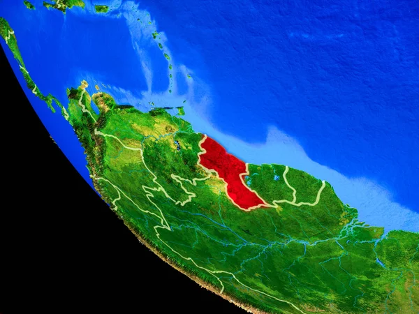 Guyana Etter Realistisk Modell Jorden Med Landegrenser Svært Detaljert Planetoverflate – stockfoto