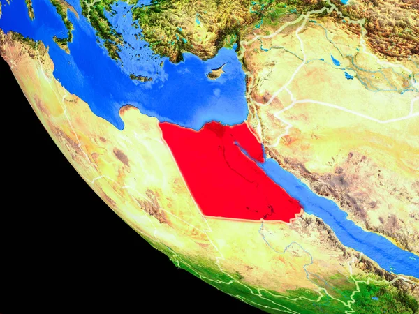 Egypt Realistický Model Planety Země Hranice Země Velmi Podrobné Povrchu — Stock fotografie