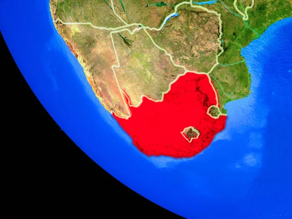 Südafrika Auf Einem Realistischen Modell Des Planeten Erde Mit Ländergrenzen — Stockfoto