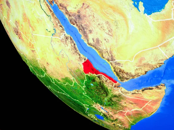 Eritreia Sobre Modelo Realista Planeta Terra Com Fronteiras País Superfície — Fotografia de Stock
