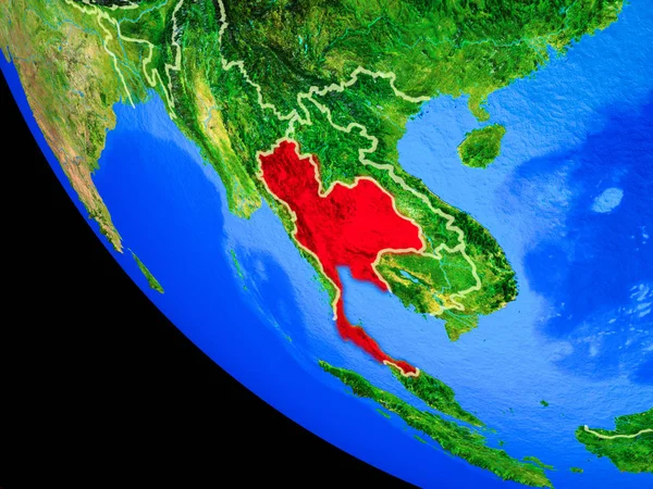 Tailandia Modelo Realista Del Planeta Tierra Con Fronteras Nacionales Una — Foto de Stock