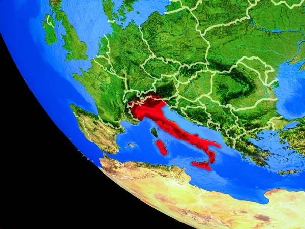 Italia Sul Modello Realistico Del Pianeta Terra Con Confini Nazionali — Foto Stock