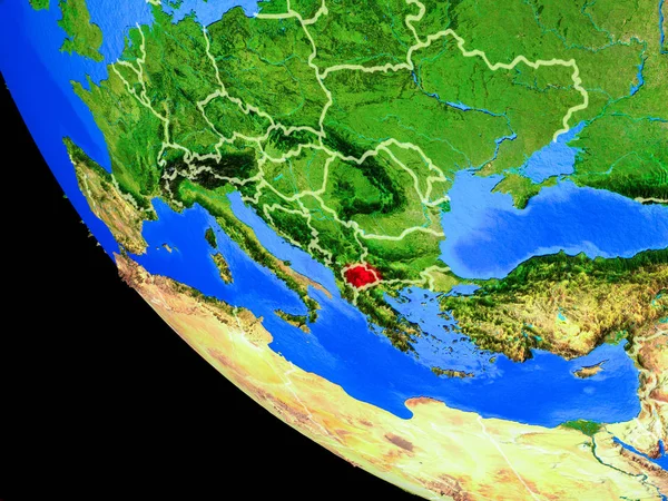 Македония Реалистичной Модели Планеты Земля Границами Страны Подробной Поверхностью Планеты — стоковое фото