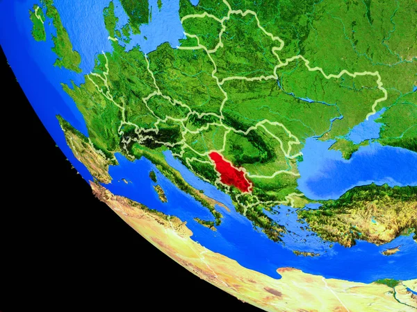 Serbia Realistyczny Model Planety Ziemia Granic Kraju Bardzo Szczegółowe Powierzchni — Zdjęcie stockowe
