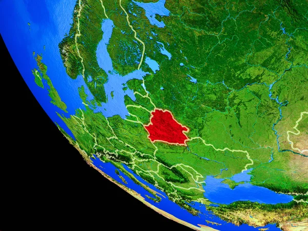 白俄罗斯关于现实的地球模型与国家边界和非常详细的行星表面 美国宇航局提供的这张图片的元素 — 图库照片