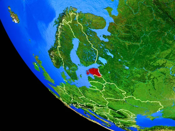Észtország Reális Modell Föld Bolygó Nagyon Részletes Bolygó Felszínén Ország — Stock Fotó