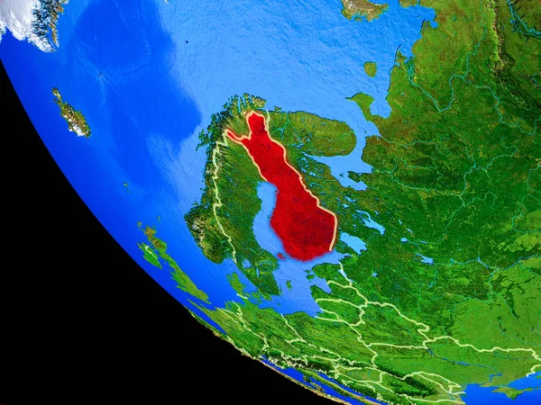 Finlandia Realistyczny Model Planety Ziemia Granic Kraju Bardzo Szczegółowe Powierzchni — Zdjęcie stockowe