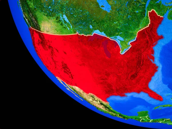 Stany Zjednoczone Realistyczny Model Planety Ziemia Granic Kraju Bardzo Szczegółowe — Zdjęcie stockowe