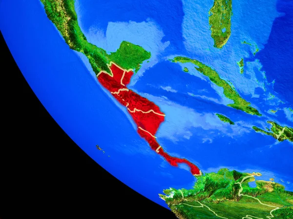Midden Amerika Realistische Model Van Planeet Aarde Met Landsgrenzen Zeer — Stockfoto