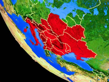 CEI ülke ülke sınırları ve çok detaylı gezegenin yüzeyi ile Dünya gezegeninin gerçekçi model üzerinde. 3D çizim. Nasa tarafından döşenmiş bu görüntü unsurları.