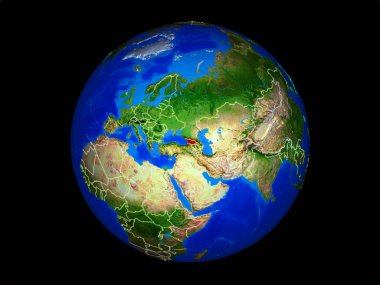 Ülke sınırları ile dünya gezegeninde Gürcistan. Son derece detaylı gezegen yüzeyi. 3d illüstrasyon. Nasa tarafından döşenmiş bu görüntünün elemanları.