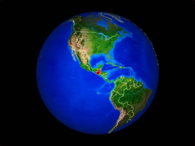 Guatemala ülke sınırları ile gezegen dünya üzerinde. Son derece detaylı gezegen yüzeyi. 3d illüstrasyon. Nasa tarafından döşenmiş bu görüntünün elemanları.